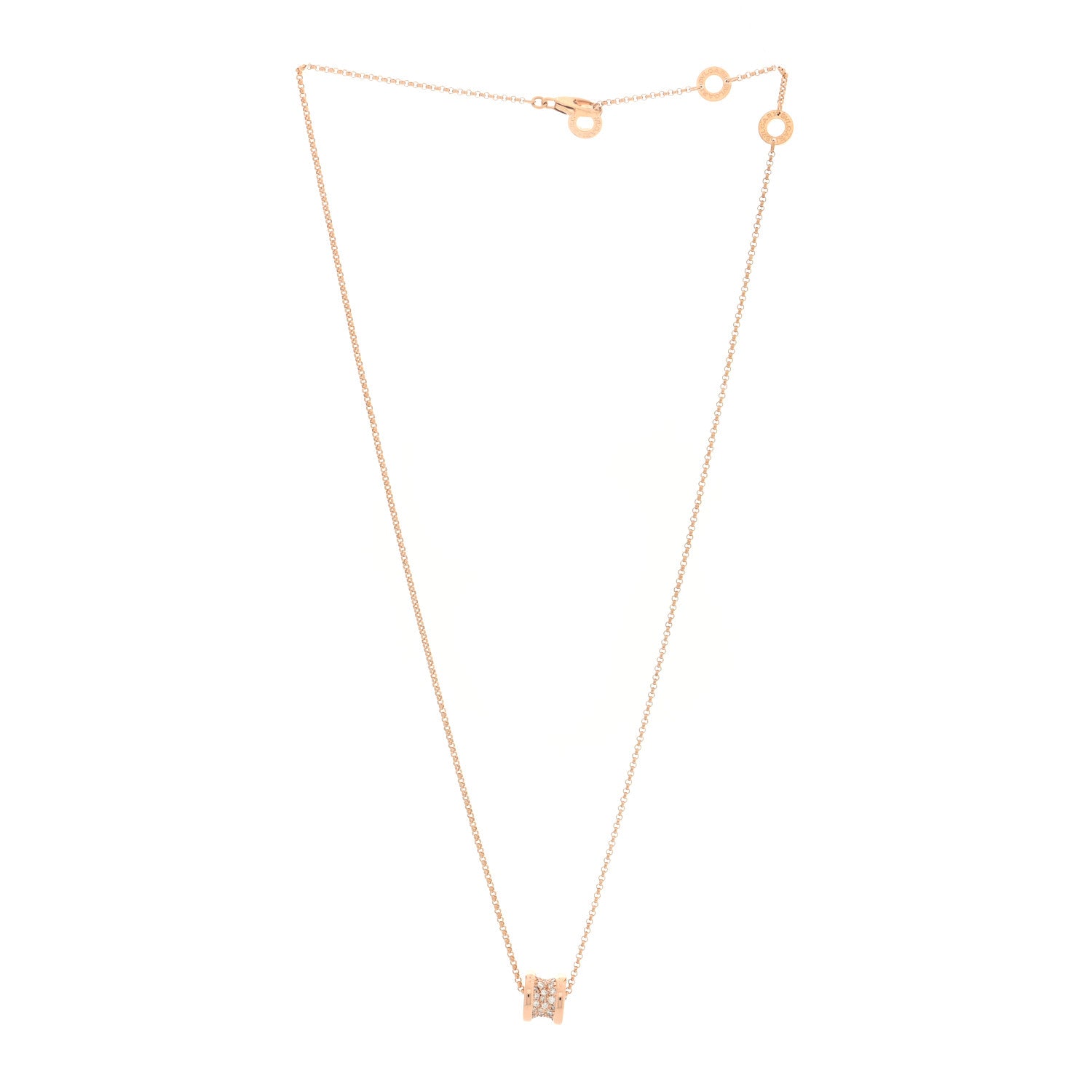 Bulgari 18K Rose Gold Diamond Small B.Zero1 Pave Pendant Necklace 3 of 6