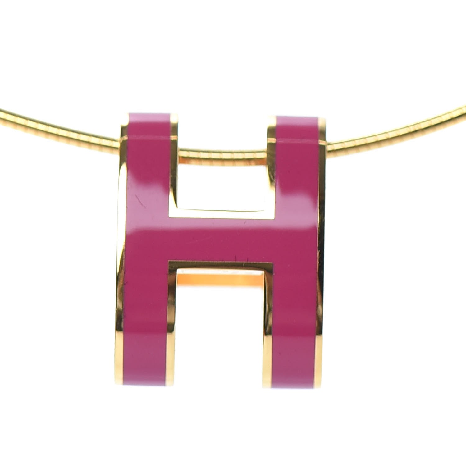 Hermes Lacquered Gold Pop H Pendant Necklace Rose Indien 4 of 5