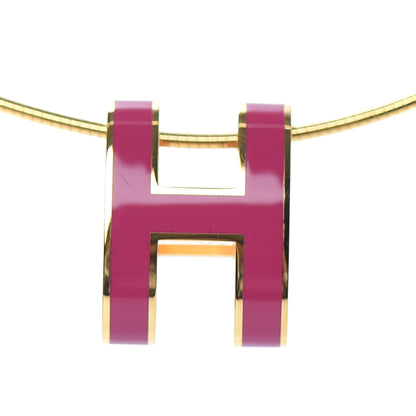 Hermes Lacquered Gold Pop H Pendant Necklace Rose Indien 4 of 5