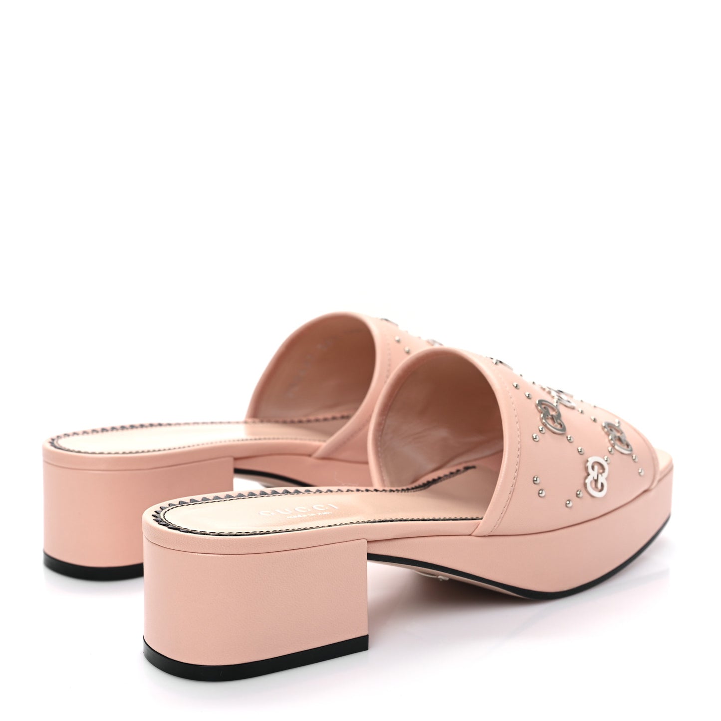 Malaga Kid Interlocking G Studs 25/85mm Platform Sandals 36.5 Perfect Pink