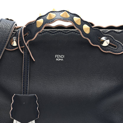Fendi Vitello Dolce Scalloped Studded Medium By The Way Boston Bag Blu Notte 9 of 11