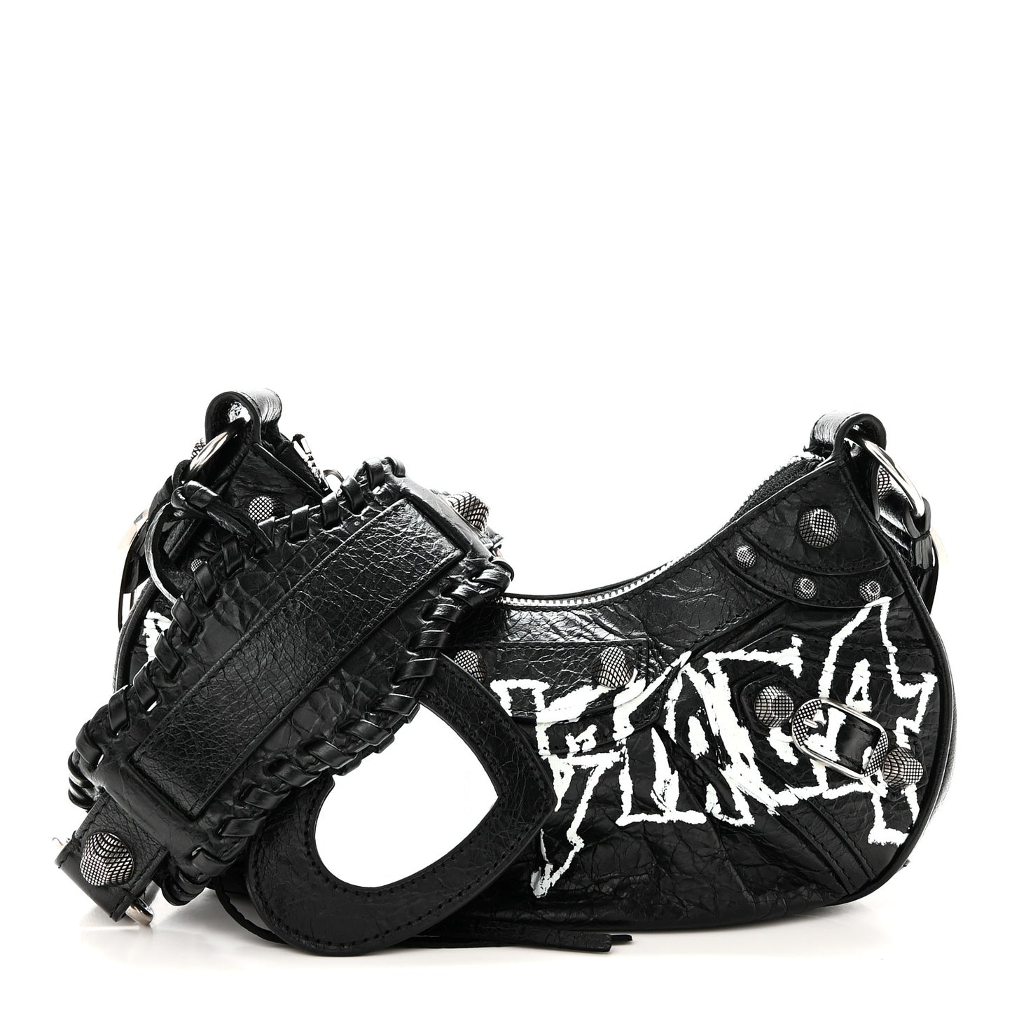 Agneau Arena Lunar New Year Graffiti Logo Le Cagole Shoulder Bag XS Black