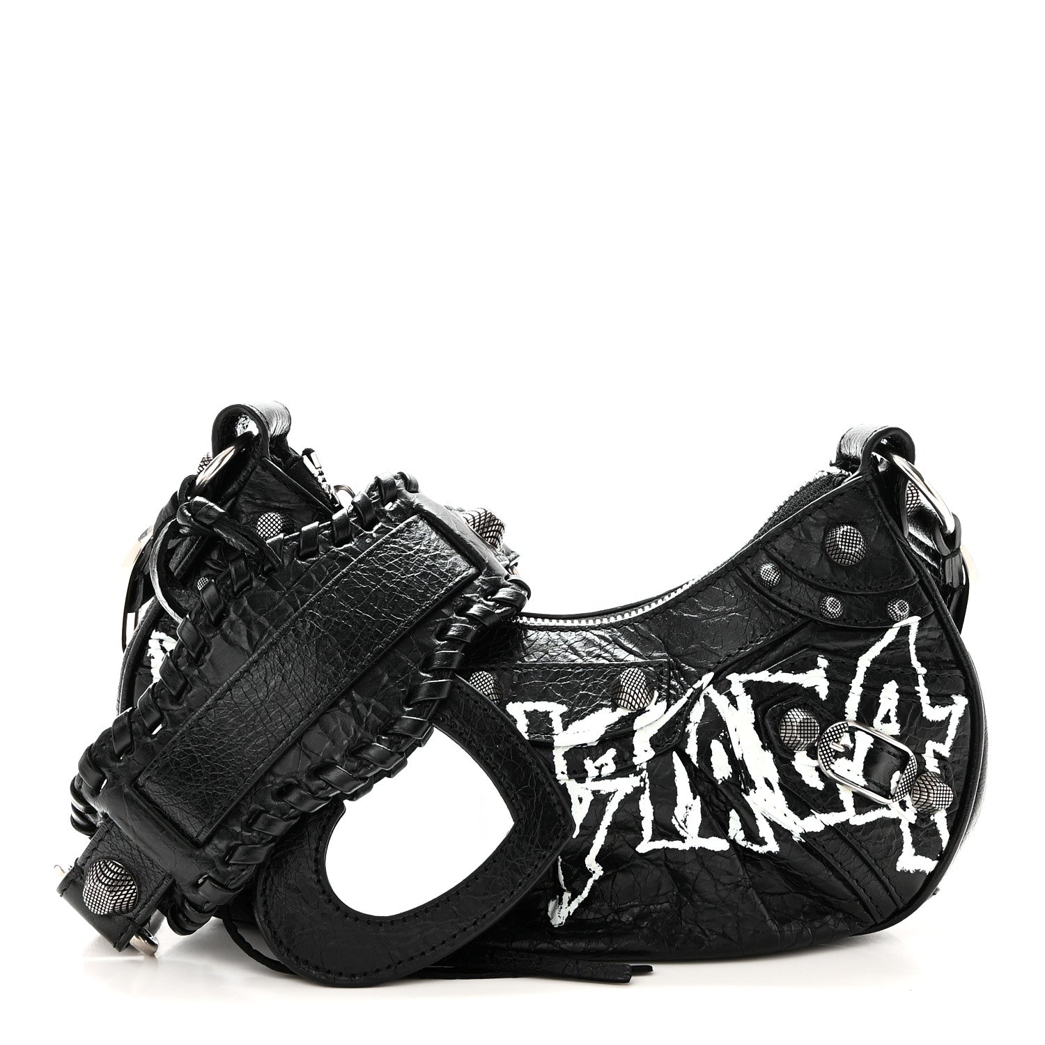 Balenciaga Agneau Arena Lunar New Year Graffiti Logo Le Cagole Shoulder Bag XS Black 3 of 11