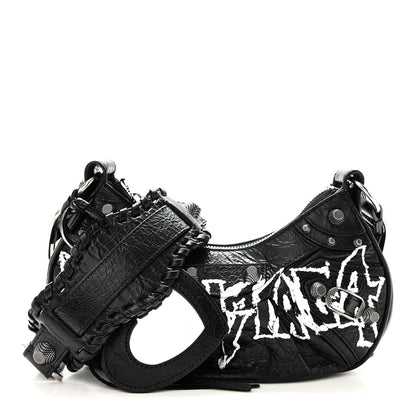 Balenciaga Agneau Arena Lunar New Year Graffiti Logo Le Cagole Shoulder Bag XS Black 3 of 11