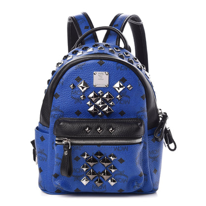 MCM Visetos Studded Colorblock Mini Stark Brock Backpack Blue 1 of 7