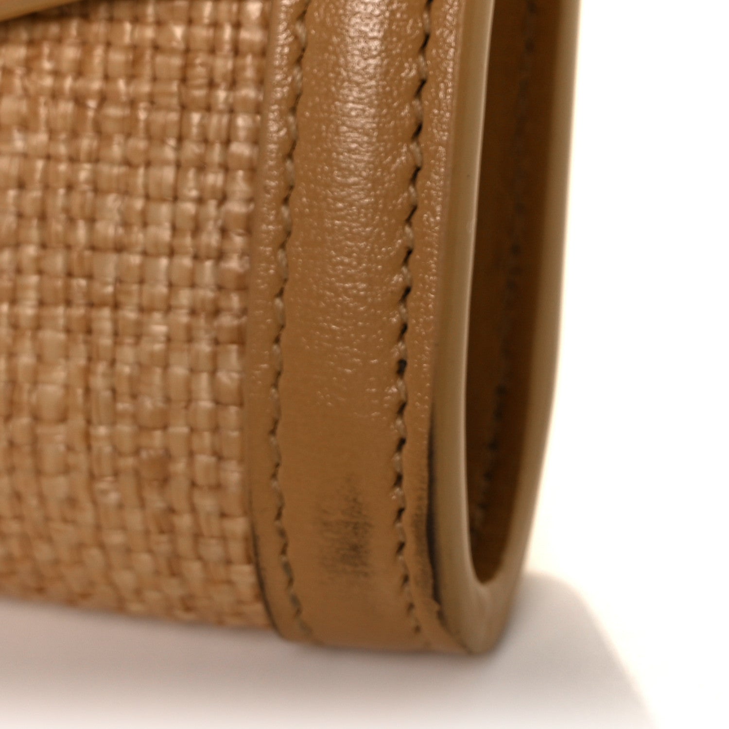 Saint Laurent Micro Raffia Monogram Uptown Chain Wallet Natural Hay Blush 15 of 16