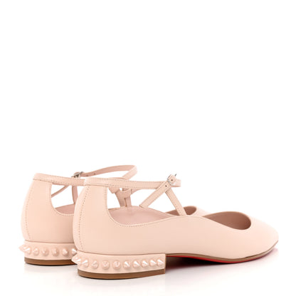 Christian Louboutin Nappa Conclusive Spike Ankle Strap Ballerina Flats 37 Leche 4 of 14