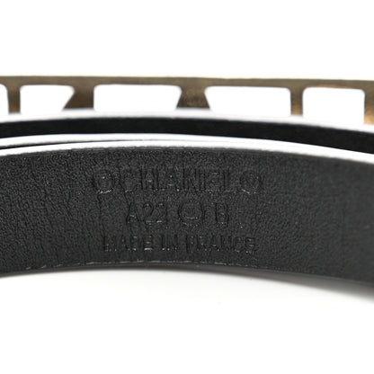 Chanel Calfskin Chain Logo Skinny Belt 80 32 Black 3 of 6
