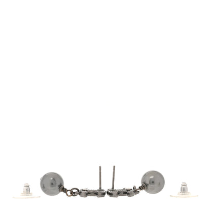 Chanel Pearl CC Drop Earrings Ruthenium Grey 3 of 5