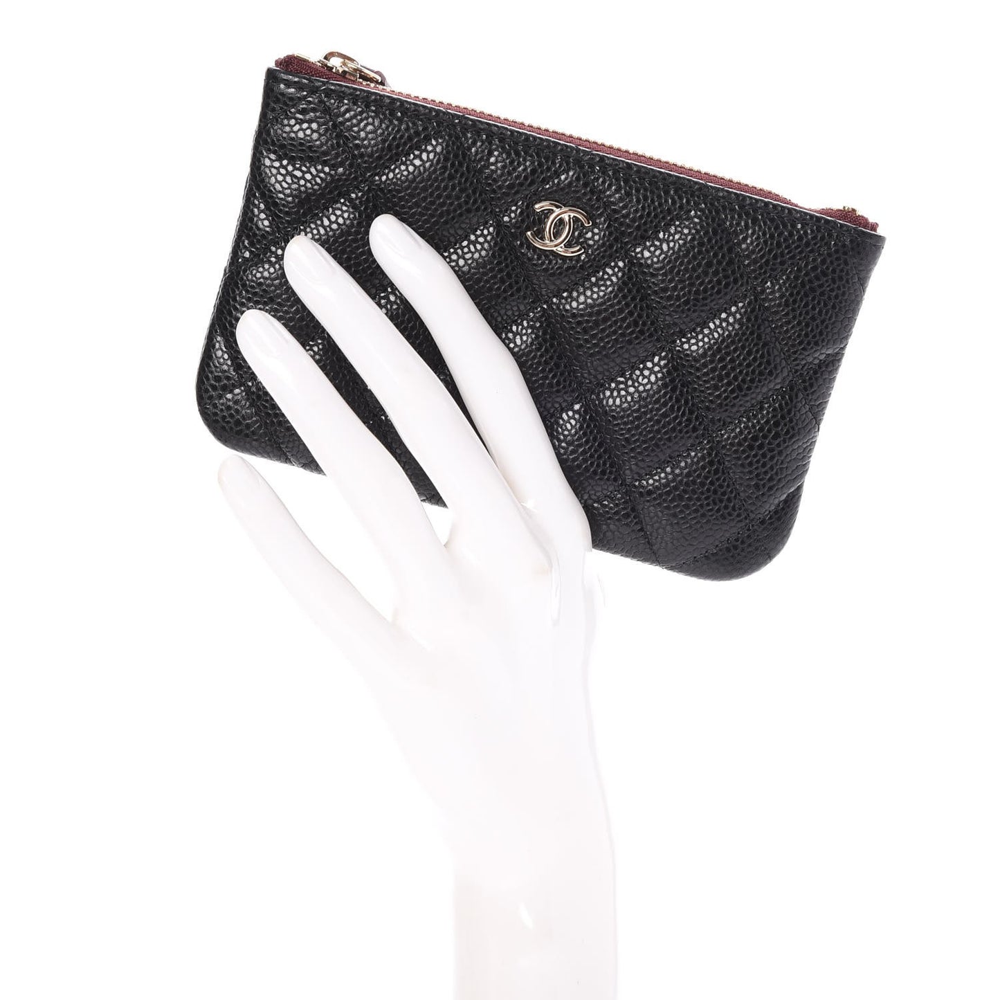 Caviar Quilted Small Cosmetic Case Black