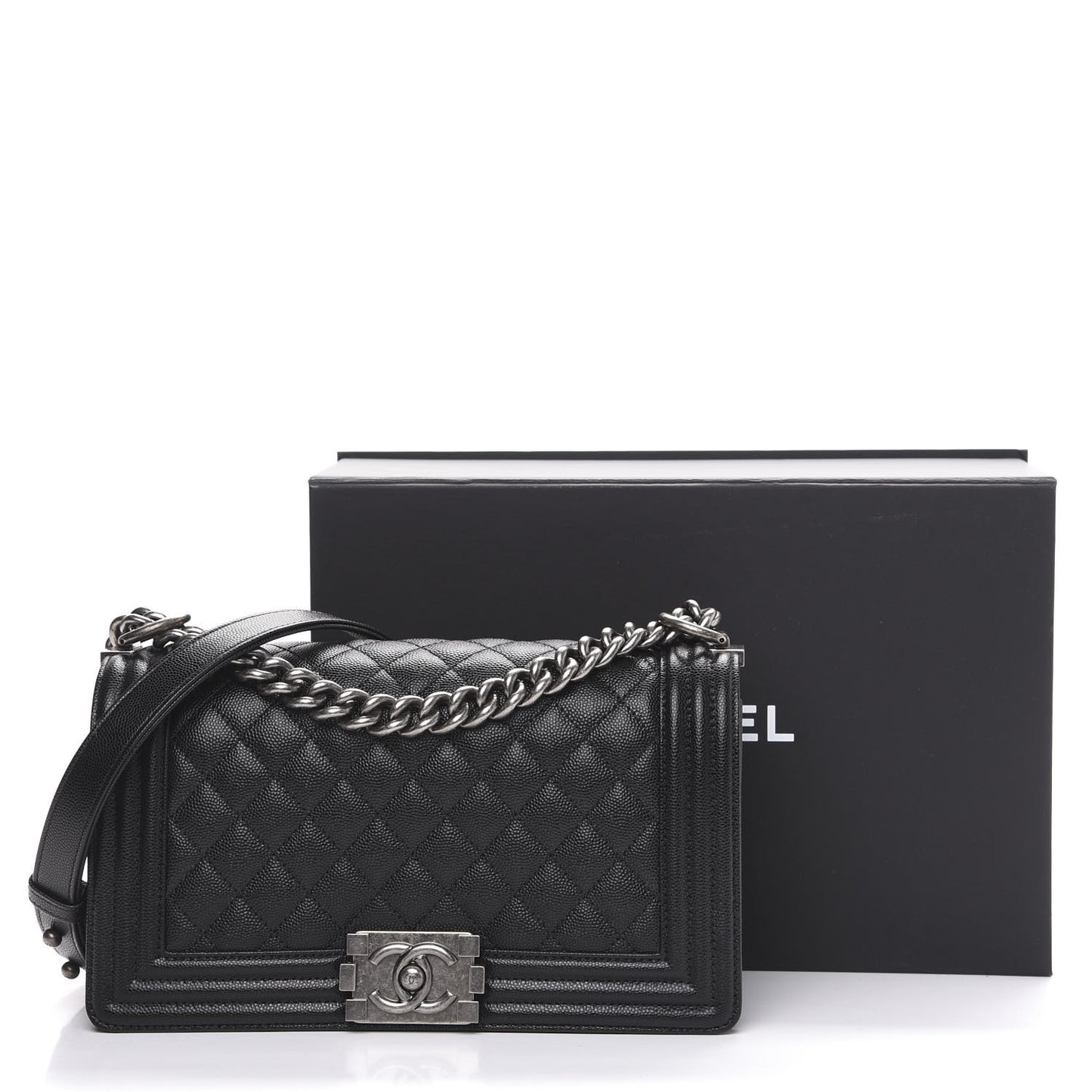 Caviar Quilted Medium Boy Flap Black
