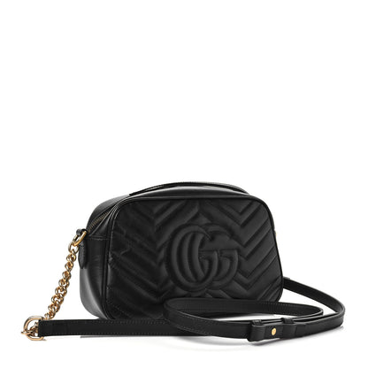 Gucci Calfskin Matelasse Small GG Marmont Chain Shoulder Bag Black 3 of 7
