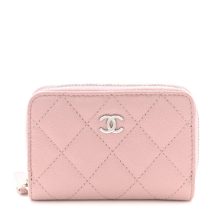 Chanel Caviar Quilted Zip Coin Purse Pink 1 of 7