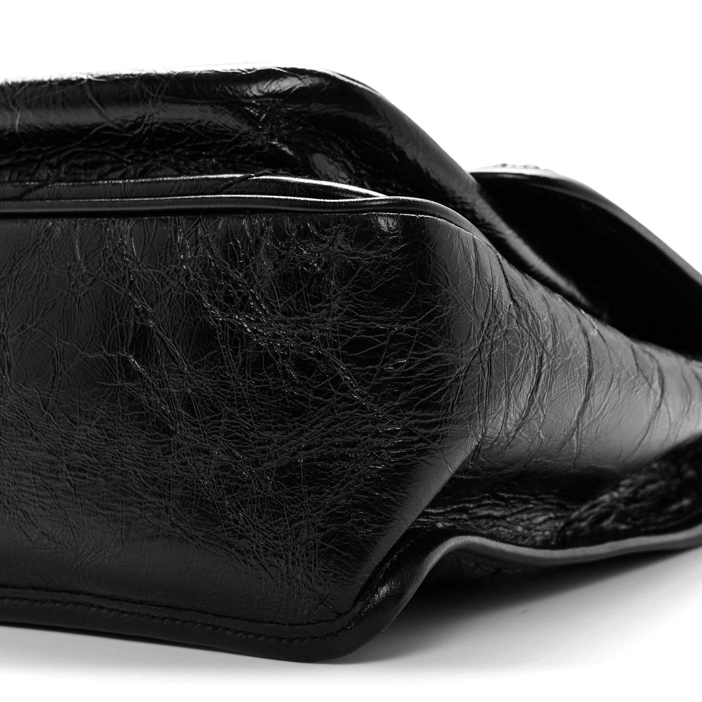 Crinkled Calfskin Matelasse Monogram Medium Niki Chain Satchel Black