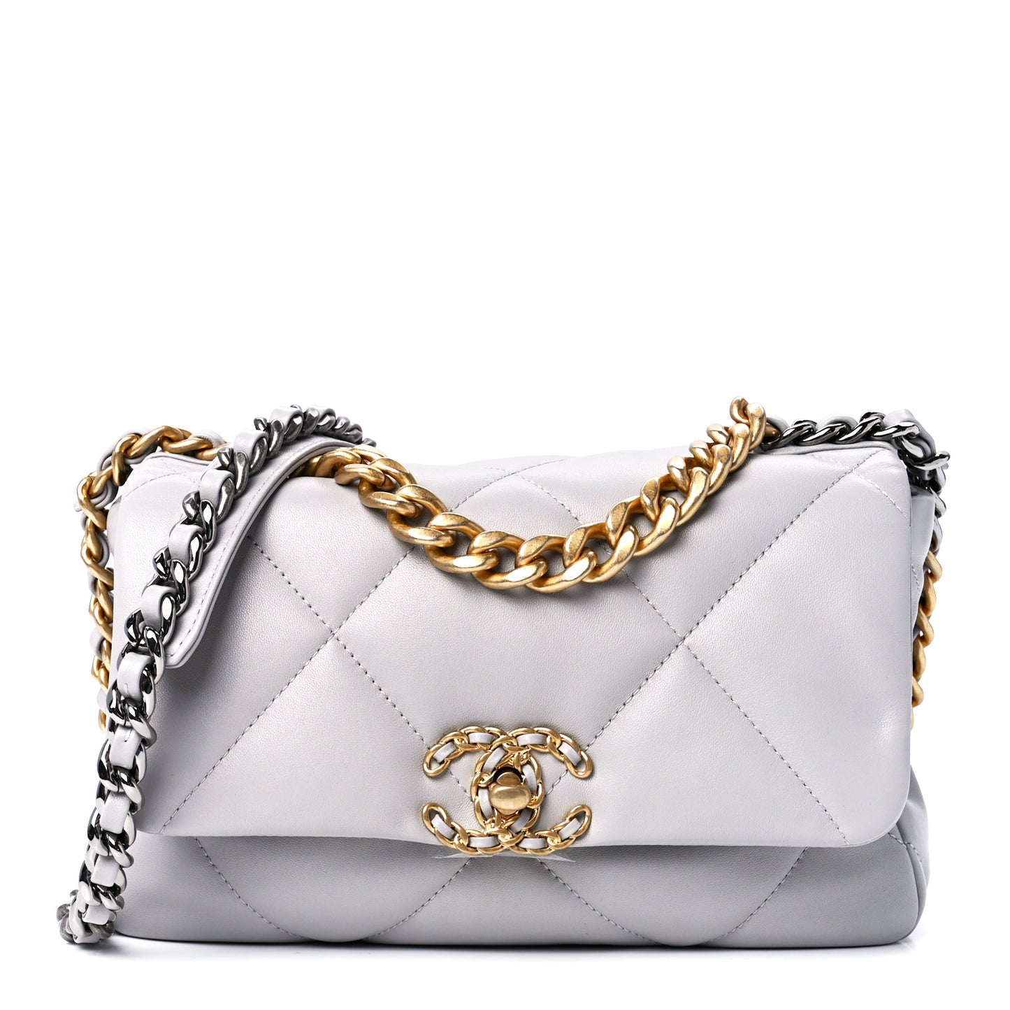 Lambskin Quilted Medium Chanel 19 Flap Grey