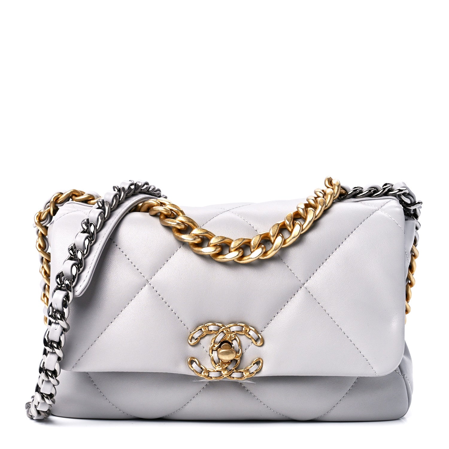 Chanel Lambskin Quilted Medium Chanel 19 Flap Grey 1 of 12