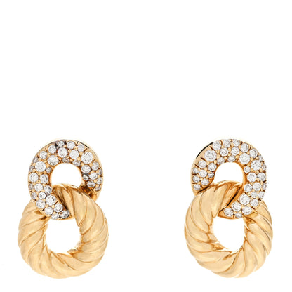 David Yurman 18K Yellow Gold Diamond Extra Small Belmont Curb Link Drop Earrings 1 of 5