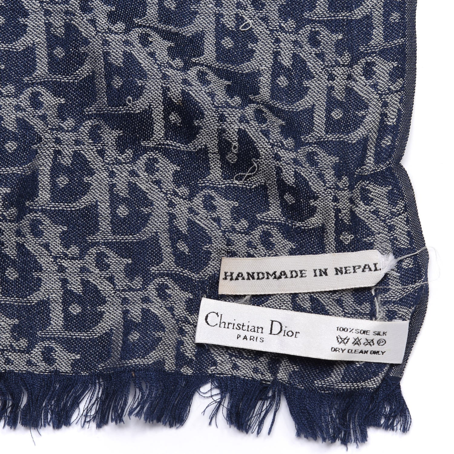 Christian Dior Silk Monogram Scarf Blue 4 of 6
