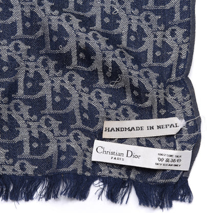 Christian Dior Silk Monogram Scarf Blue 4 of 6