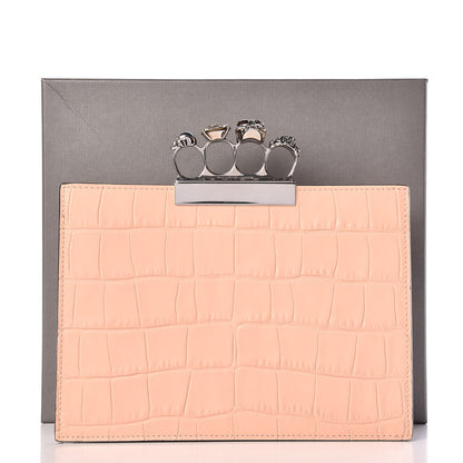 Alexander McQueen Calfskin Crocodile Embossed Knuckle Clutch Colurie Ivory 9 of 9