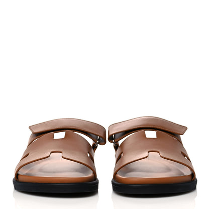 Hermes Calfskin Mens Chypre Sandals 42.5 Gold 2 of 9