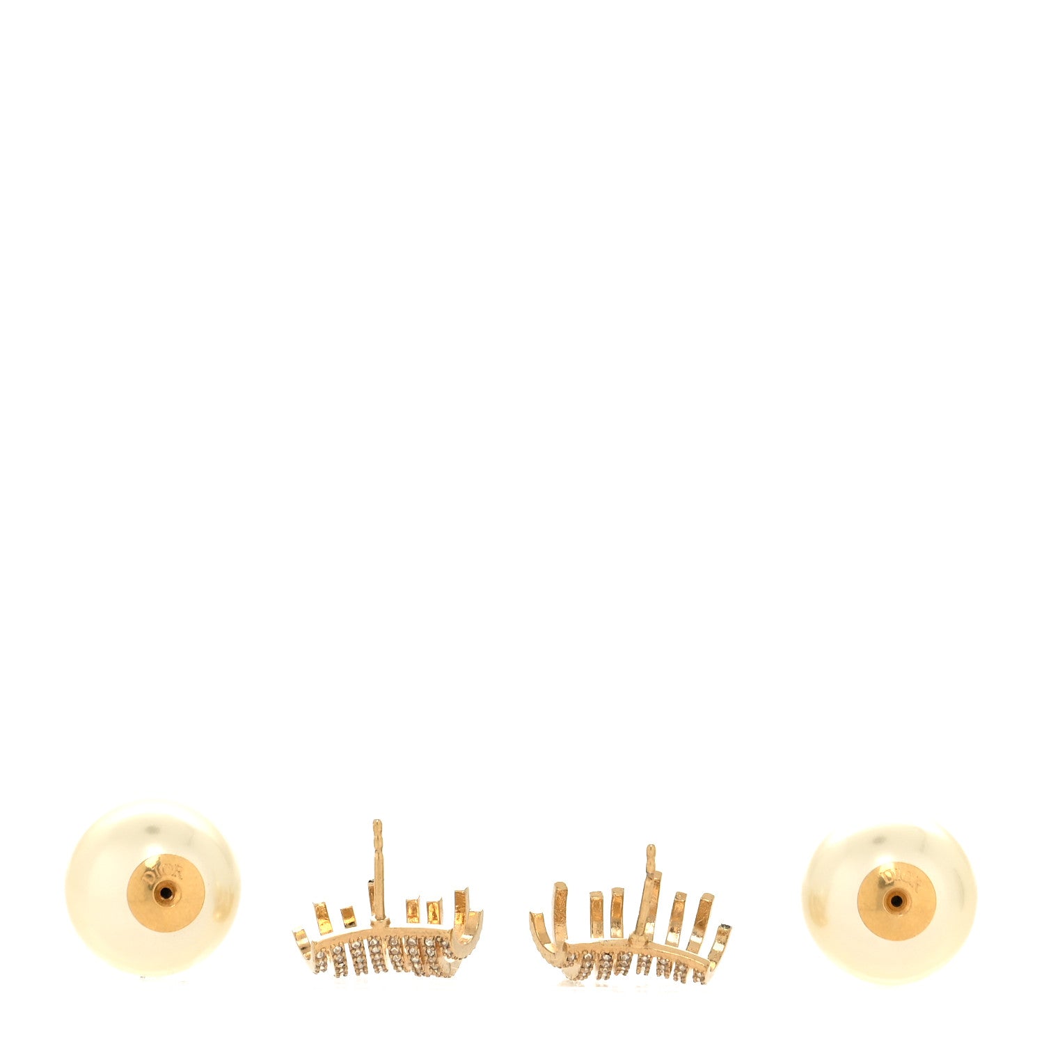 Christian Dior Pearl Crystal Tribal Earrings Gold 3 of 4