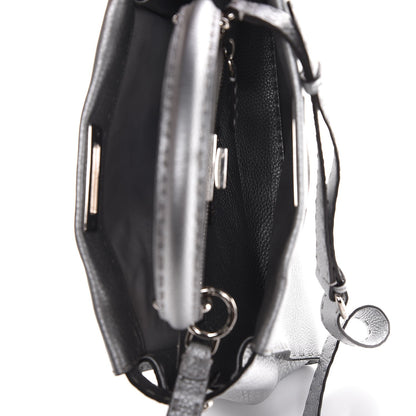 Fendi Cuoio Romano Lux Selleria Medium Peekaboo Iconic Satchel Argento 7 of 9