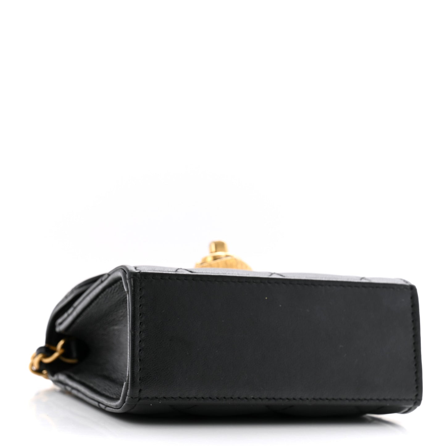 Lambskin Plexiglass Quilted Coco Love Clutch With Chain Black