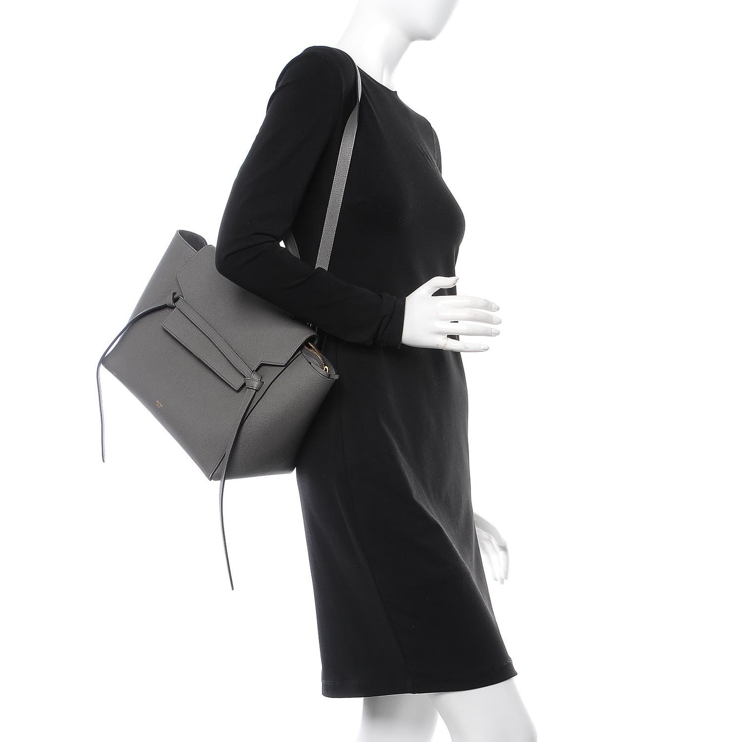 Grained Calfskin Mini Belt Bag Grey