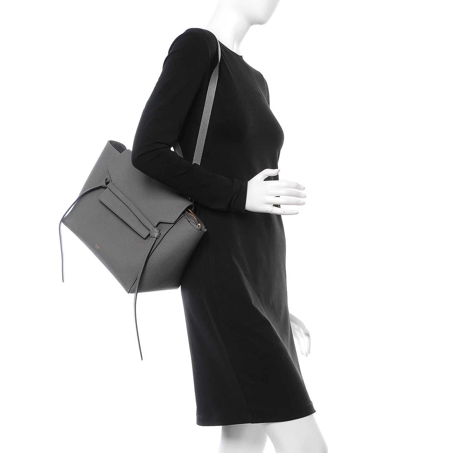 Celine Grained Calfskin Mini Belt Bag Grey 2 of 17