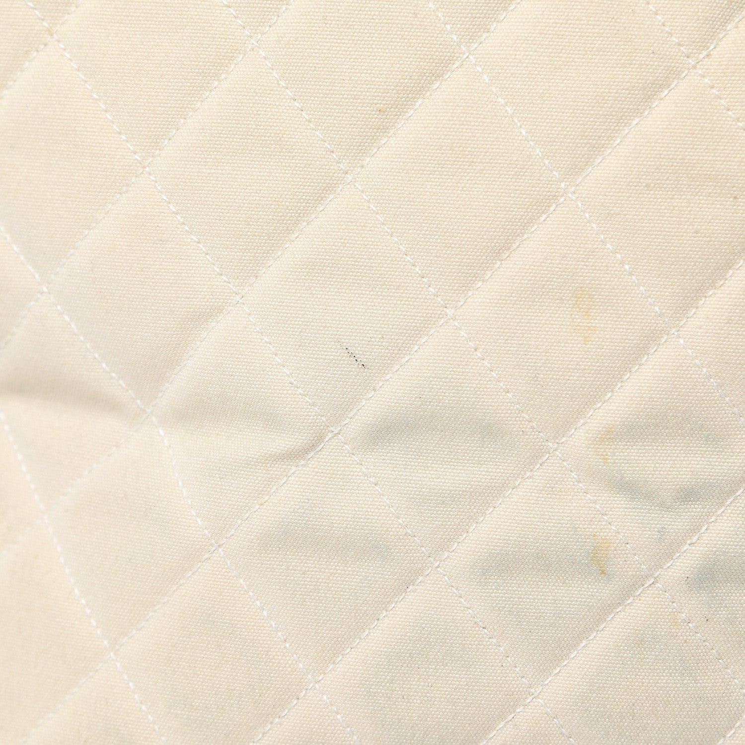 Chanel Lambskin Canvas Quilted CC Drawstring Shoulder Bag Beige Navy 13 of 15