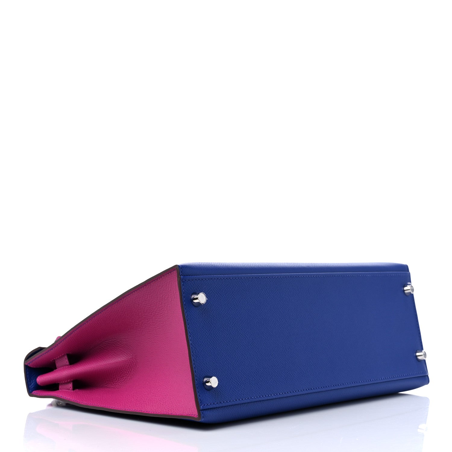 Hermes Epsom Bi-Color Horseshoe Kelly Sellier 32 Bleu Electrique Rose Pourpre 4 of 9