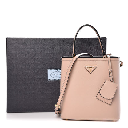 Prada Saffiano Cuir Medium Panier Bucket Bag Cipria Black 9 of 9