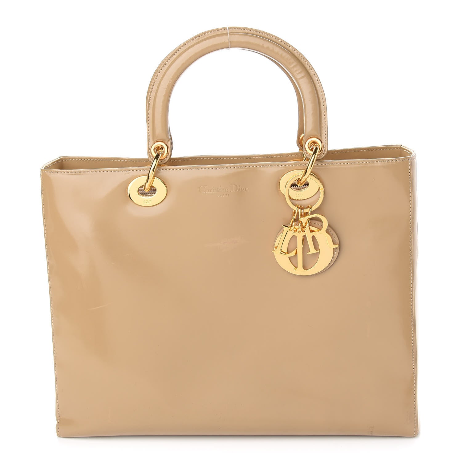 Christian Dior Patent Large Lady Dior Beige 1 of 13