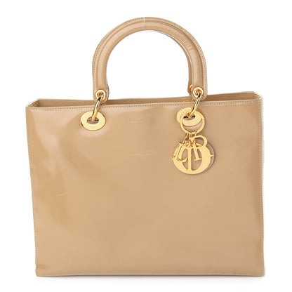 Christian Dior Patent Large Lady Dior Beige 1 of 13