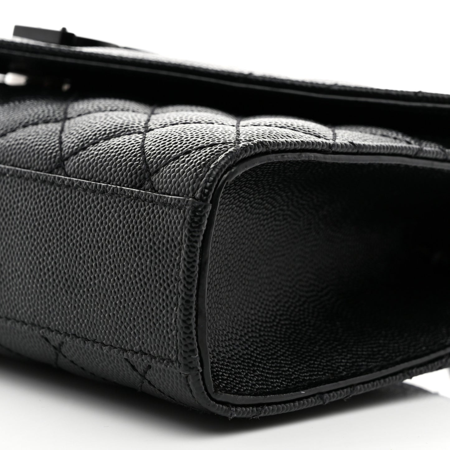 Grain De Poudre Textured Mixed Matelasse Triquilt Small Monogram Monochrome Satchel Black