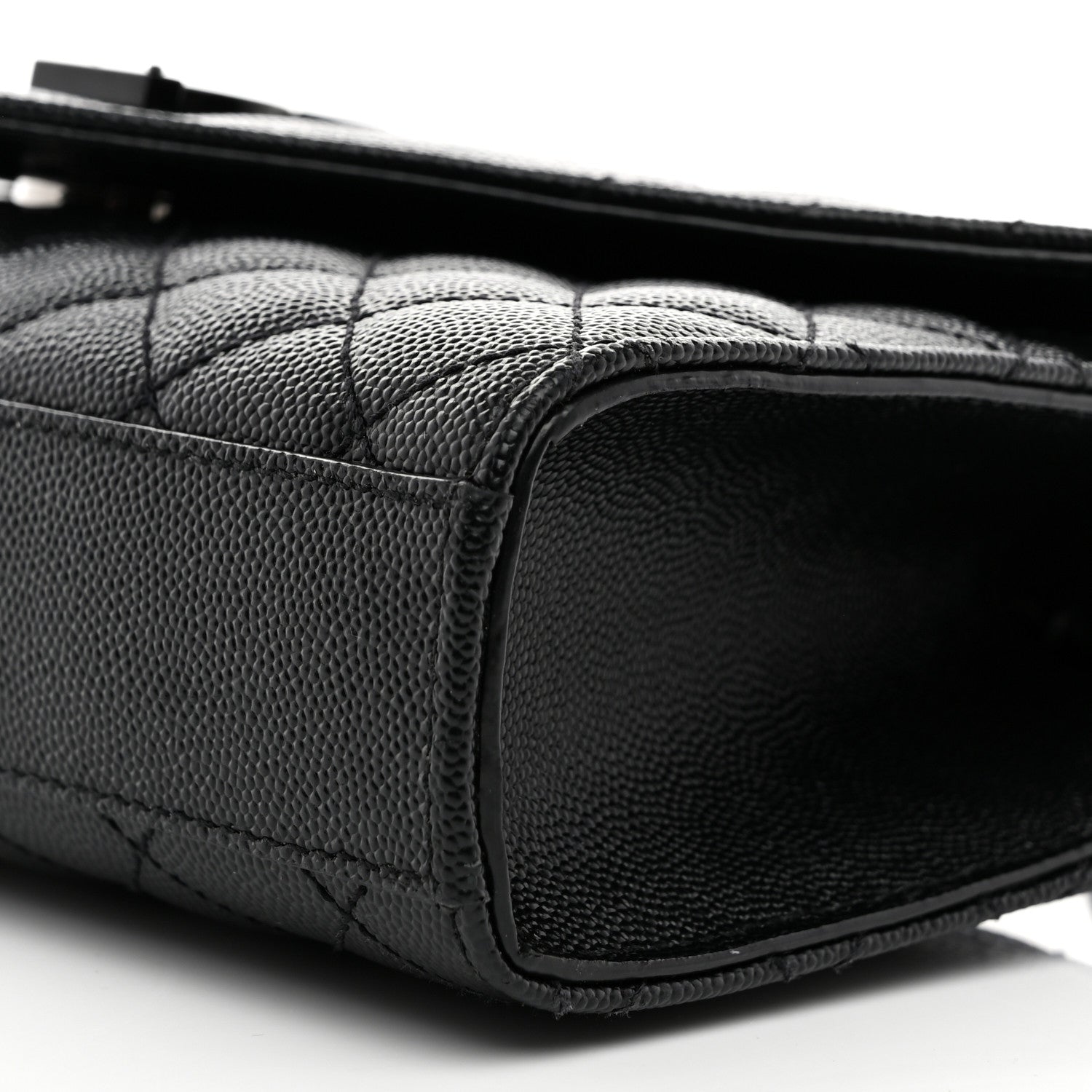Saint Laurent Grain De Poudre Textured Mixed Matelasse Triquilt Small Monogram Monochrome Satchel Black 11 of 11