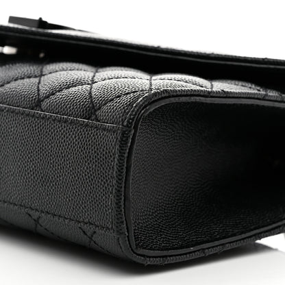 Saint Laurent Grain De Poudre Textured Mixed Matelasse Triquilt Small Monogram Monochrome Satchel Black 11 of 11