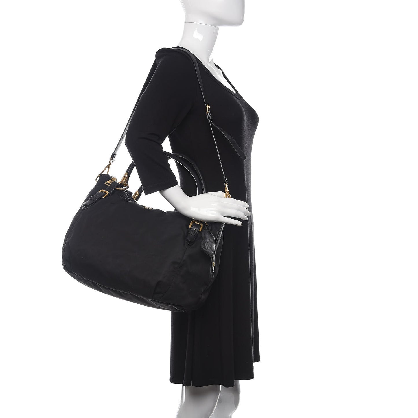 Tessuto Nylon Soft Calf Tote Black