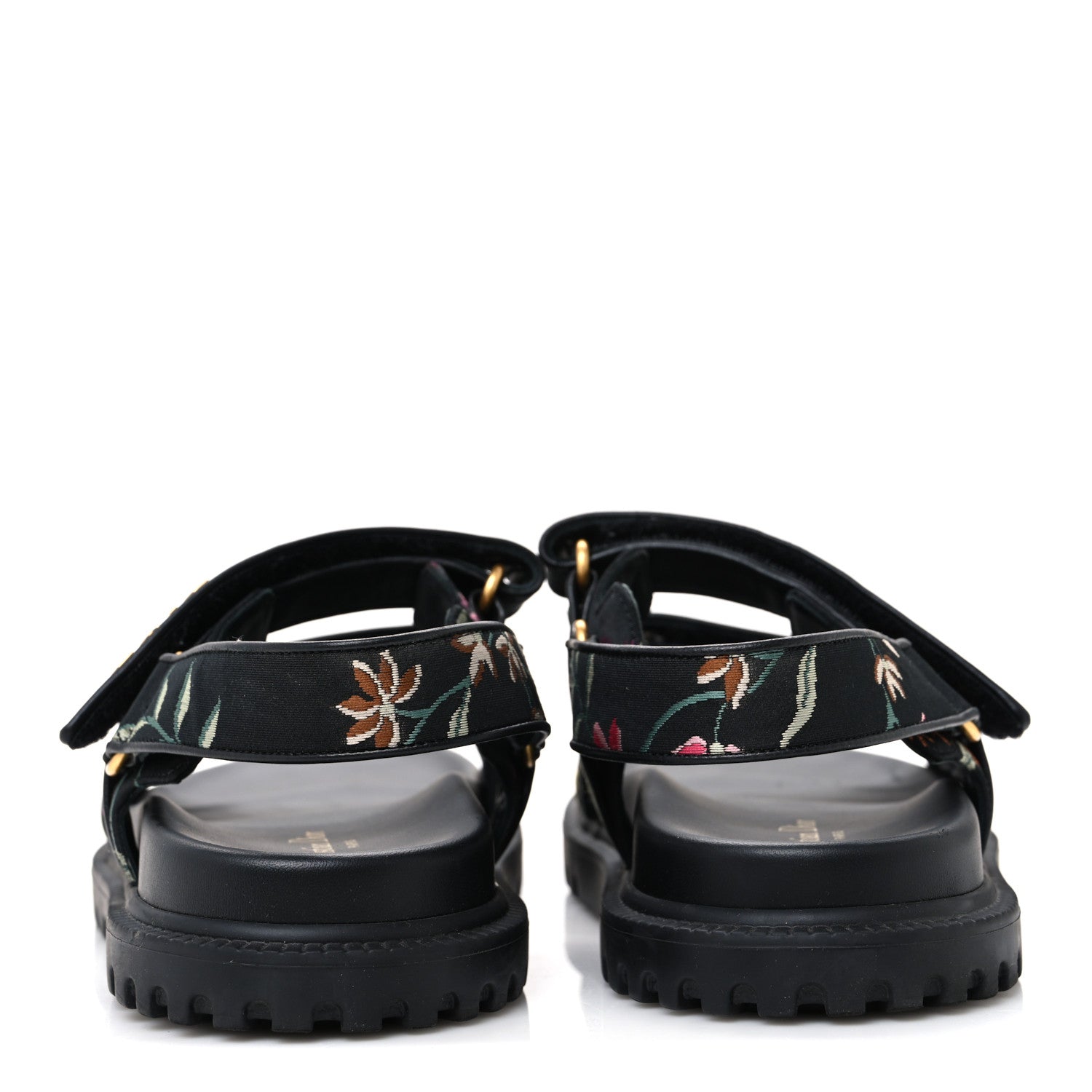 Christian Dior Technical Fabric Petites Fleurs Print Dioract Sandals 39.5 Black Multicolor 6 of 11