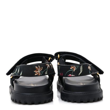 Christian Dior Technical Fabric Petites Fleurs Print Dioract Sandals 39.5 Black Multicolor 6 of 11