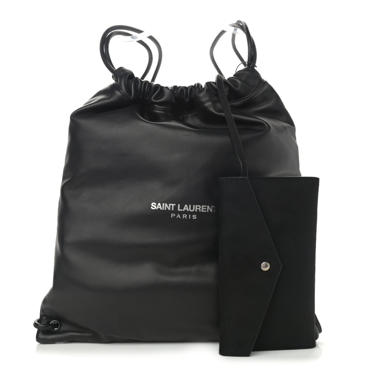 Lambskin Teddy Drawstring Bag Black