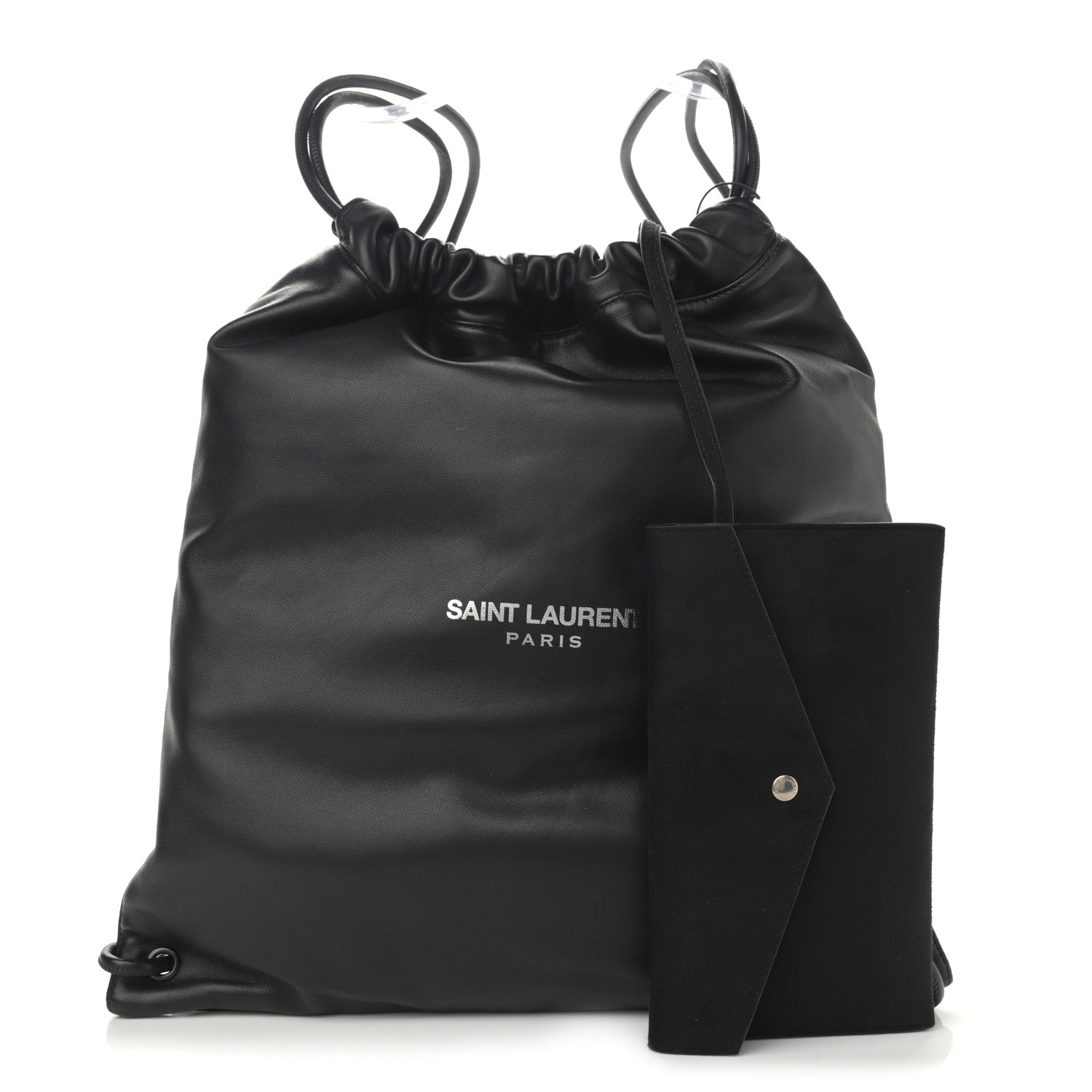 Saint Laurent Lambskin Teddy Drawstring Bag Black 1 of 10