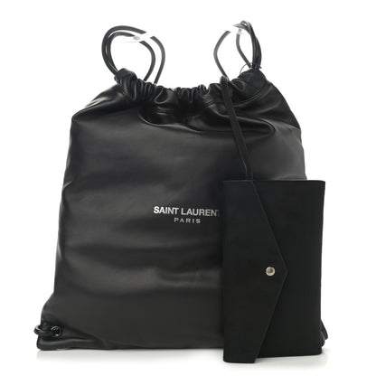 Saint Laurent Lambskin Teddy Drawstring Bag Black 1 of 10