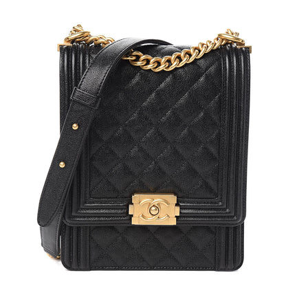 Chanel Caviar Quilted North South Boy Flap Black 1 of 11