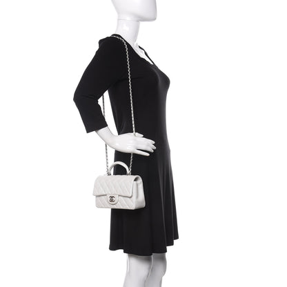 Chanel Iridescent Caviar Quilted Mini Top Handle Rectangular Flap White 2 of 11