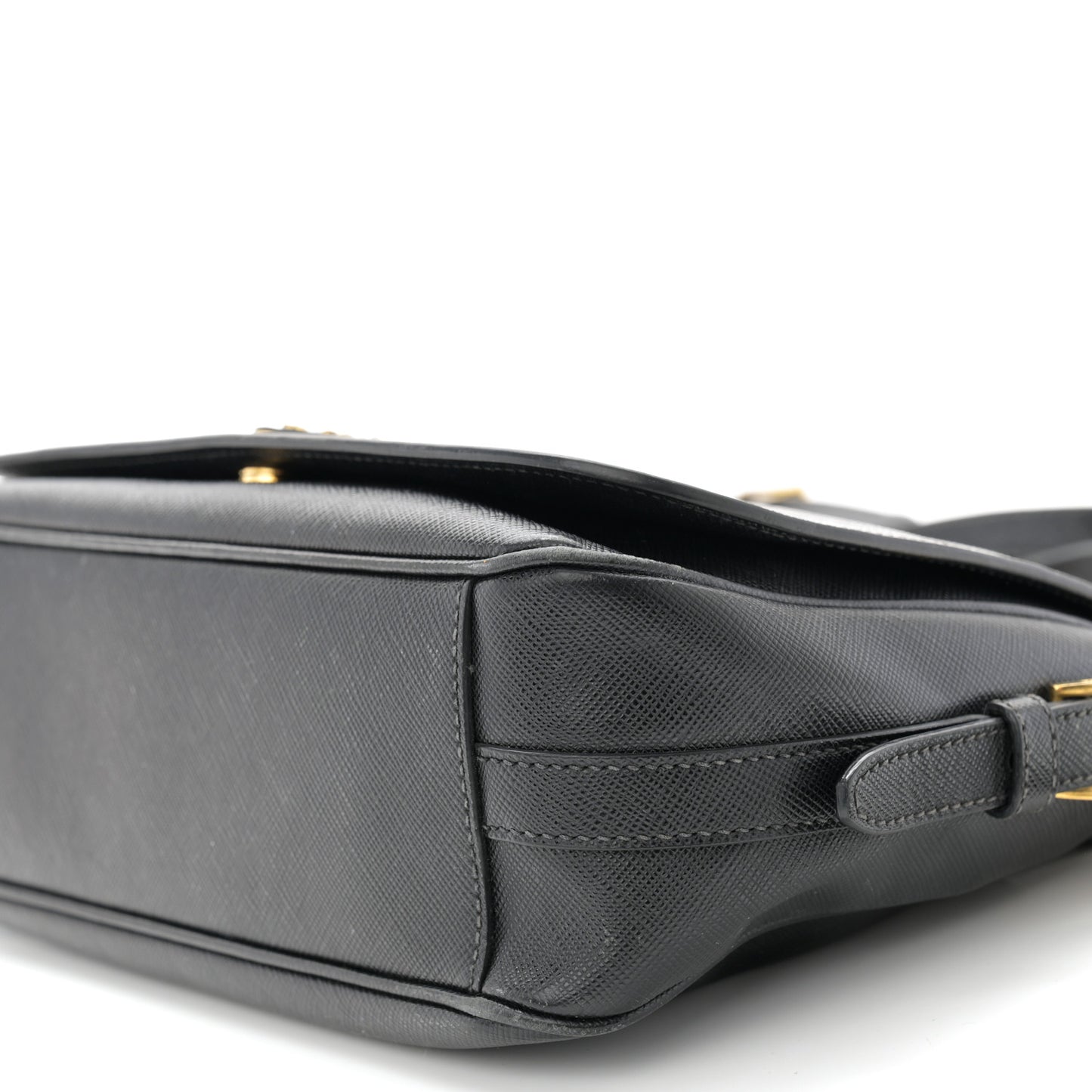 Saffiano Flap Shoulder Bag Black