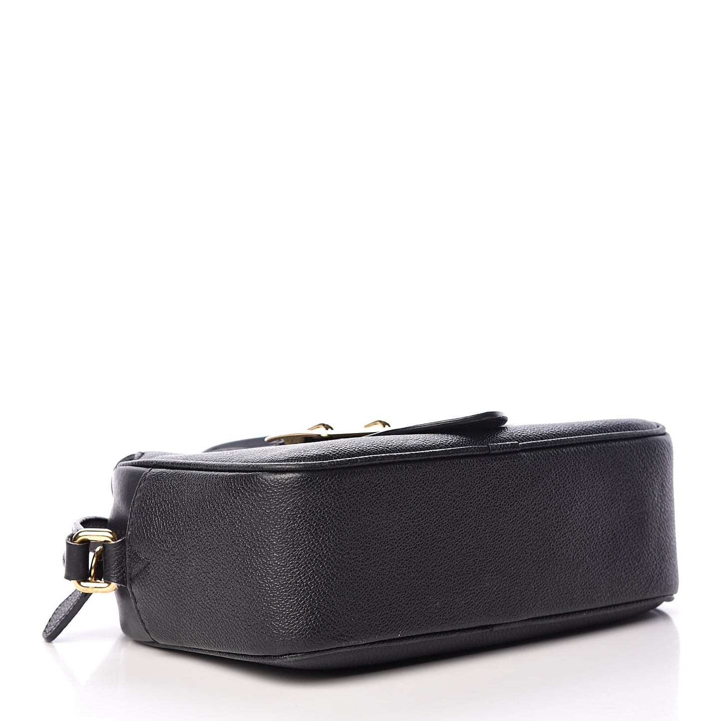 Soft Grain Calfskin Small Buckle Zip Bag Black