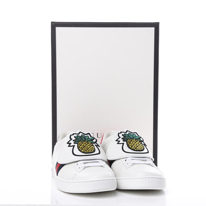 Gucci Calfskin Ayers Crystal Web Womens New Ace Pineapple Sneakers 38 White 10 of 10