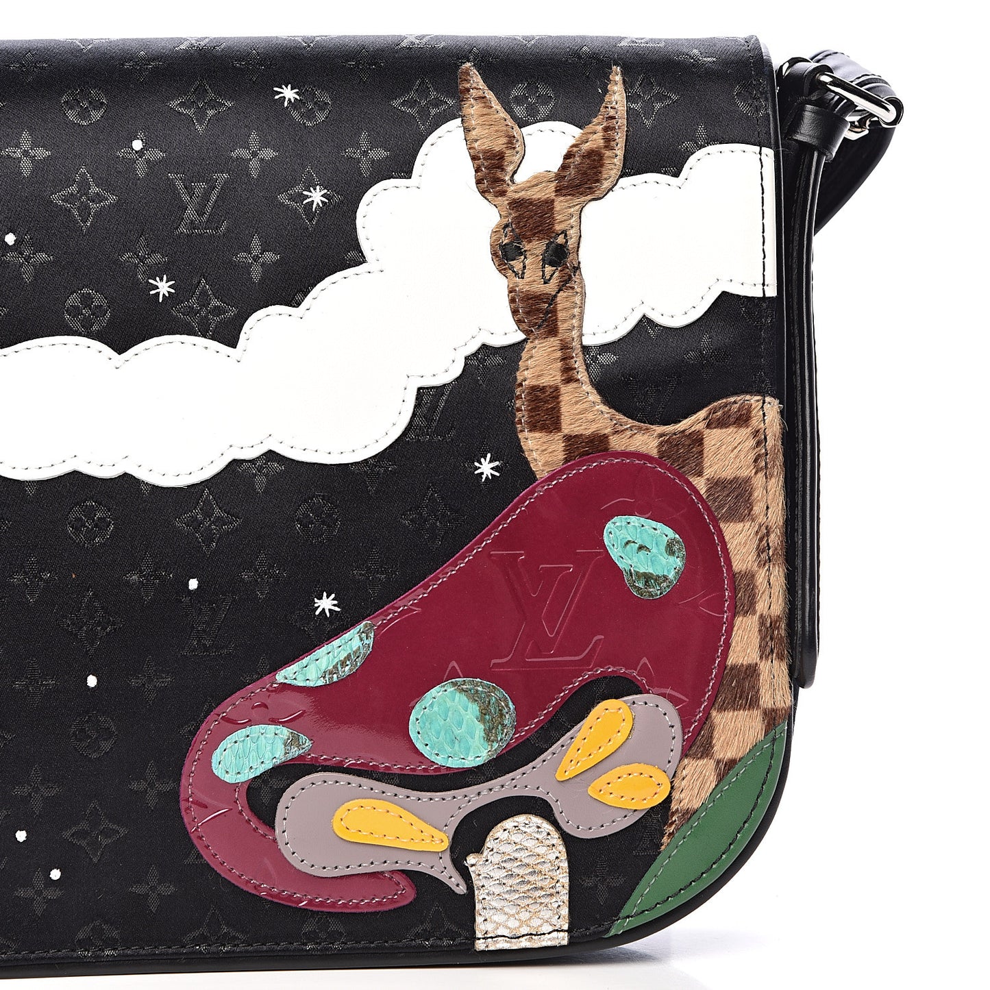 Satin Mini Monogram Conte De Fees Patchwork Musette Black
